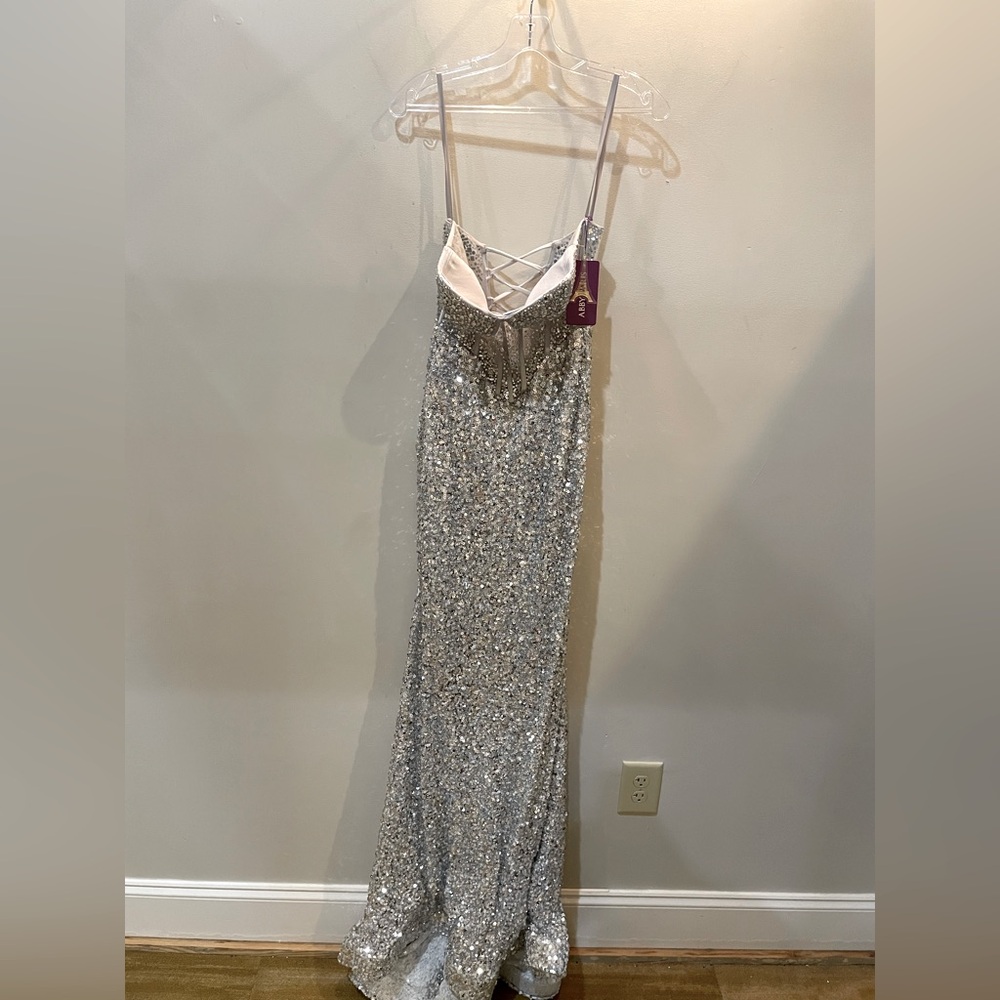 Silver Sequin Formal Gown